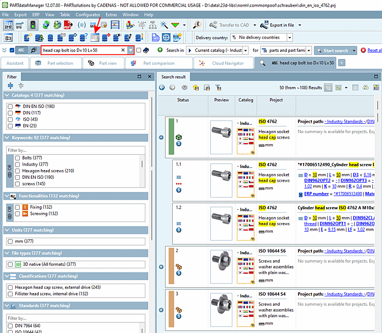 Search results unfiltered = "Preferred rows on/off [Preferred rows on/off] " deactivated