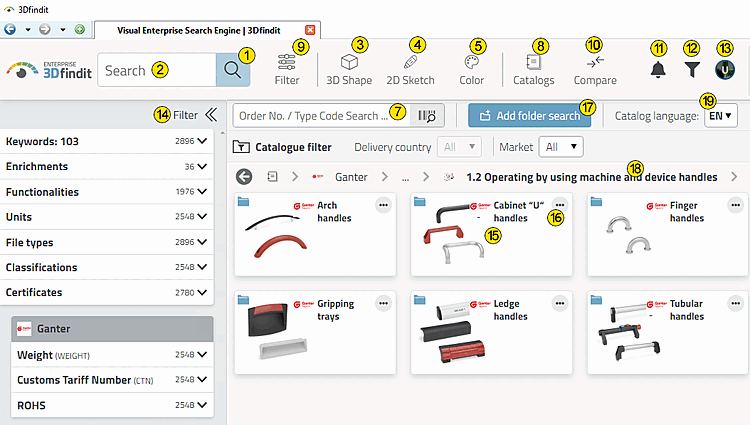 Filters and parts selection