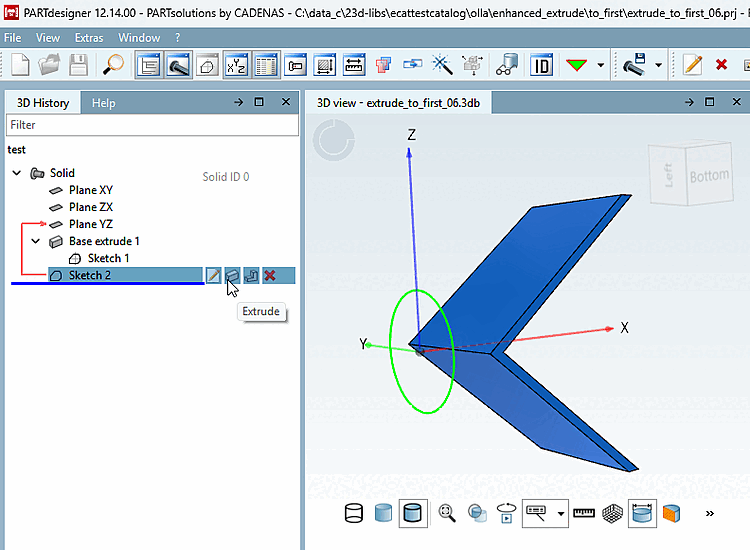 In the figure, only "Extrude" is available.