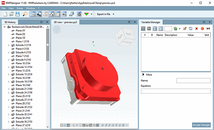 VDI in PARTdesigner preview