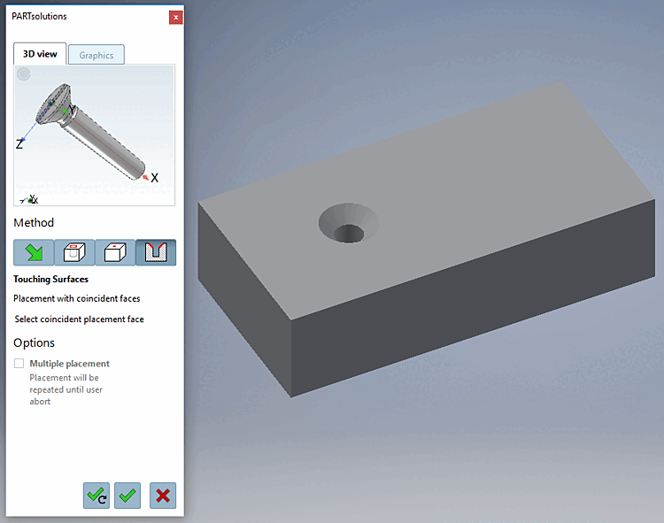 Example: Insert countersunk screw