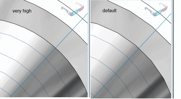 Left display with "Very high", right with "Standard"