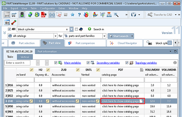 PARTdataManager: linked additional information