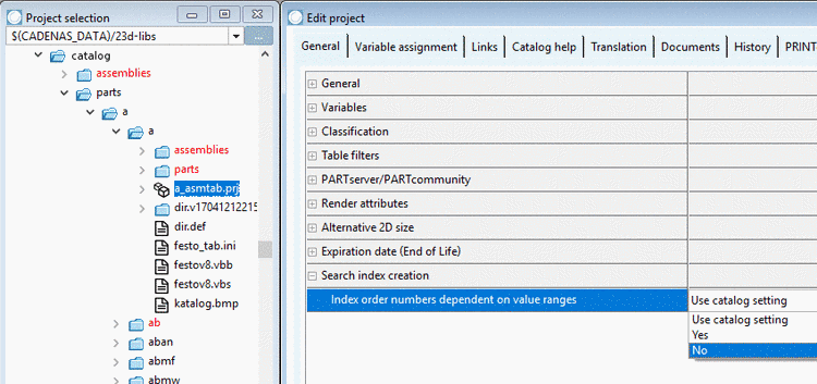 Index order numbers dependent on value ranges