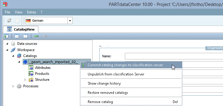 Commit catalog changes to classification server