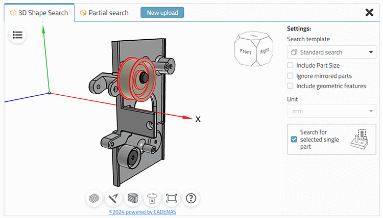 Individual part selected