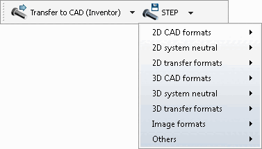 "Export [Export] " toolbar: "Export to file [Export in file] " with sub-items