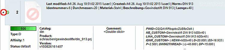 You can recognize products with assignments by the little black arrow at the beginning of lines