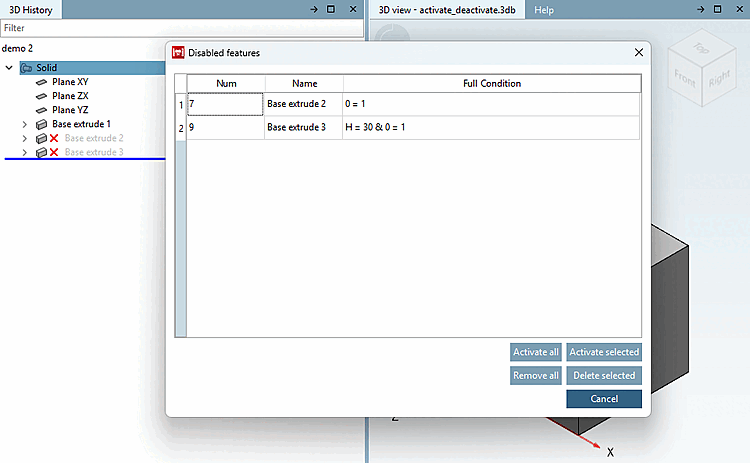 Deactivated features [Disabled features] dialog box