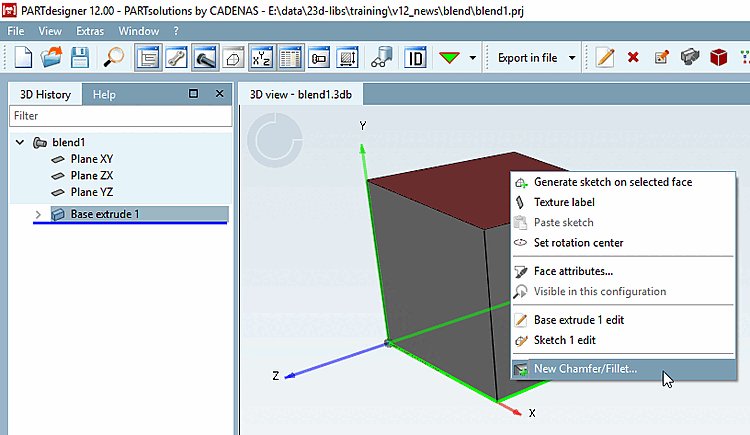 Create new chamfer/rounding... [New Chamfer/Fillet...]