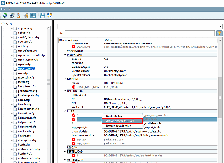 PARTadmin -> erpcustom.cfg -> LOAD
