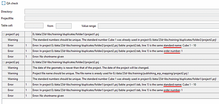QA Check [QA check] " dialog box