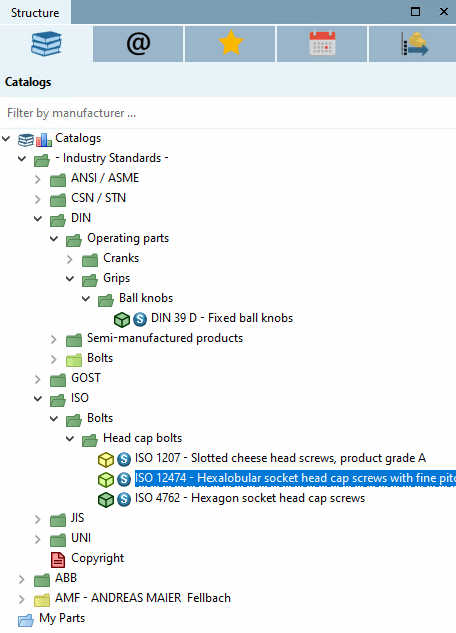 Catalog index filtered