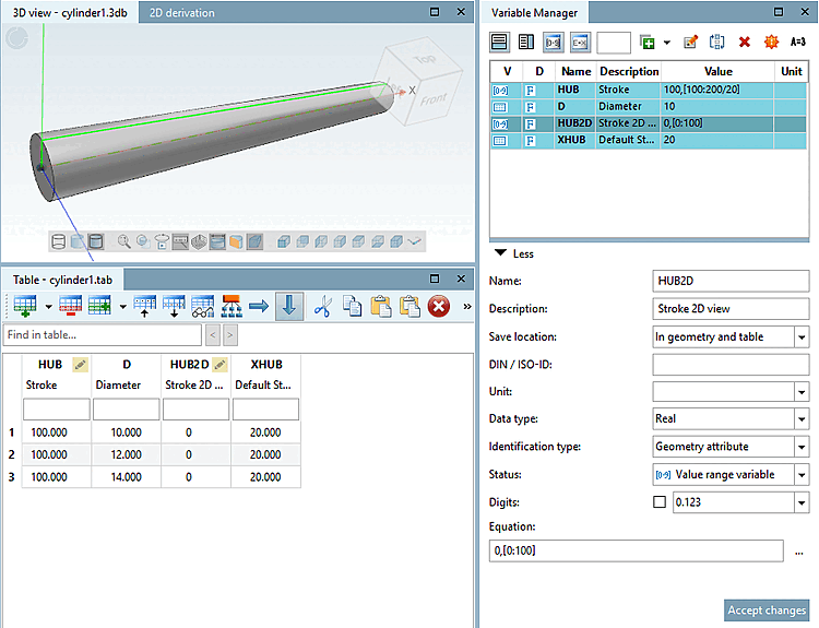 Columns for alternative measurement: 'HUB2D' and 'XHUB'