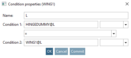 Condition properties window