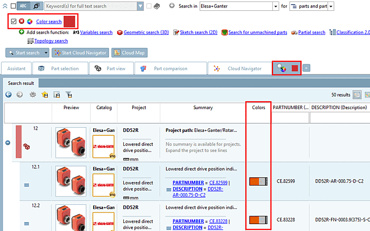 In the "Colors [Colors] " column you can see the percentage of the color(s) you are looking for.