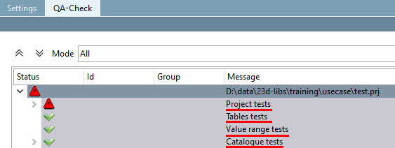 Test segments