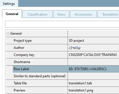 Line description [Row label] using the function "$Variable name(SRC=VALDESC)."