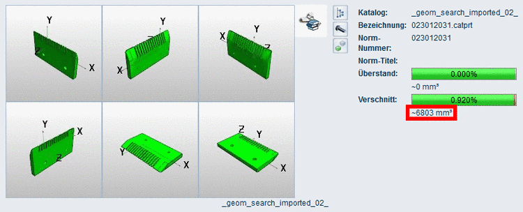 Search for unmachined parts: Volume information for extension and/or waste
