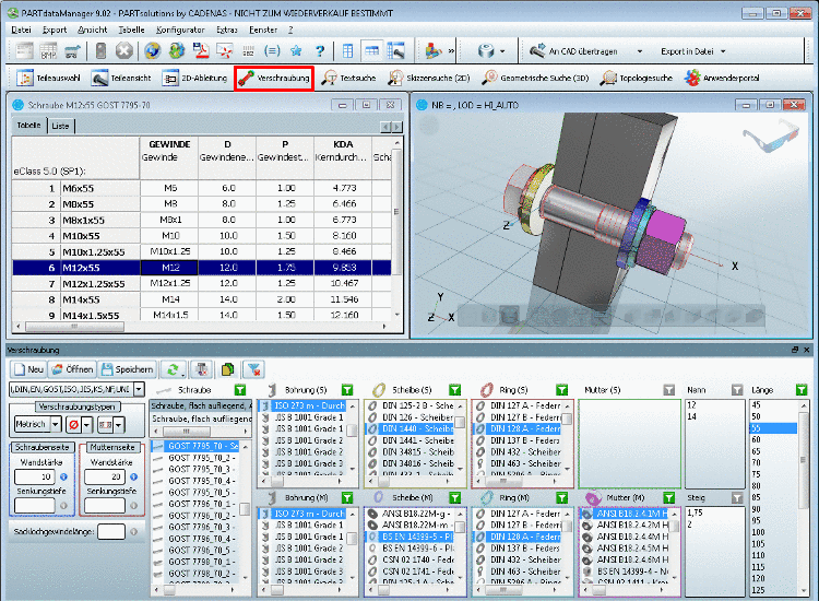 PARTdataManager with dialog area "Connection"