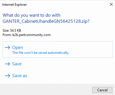 Exemplary display of options in Internet Explorer