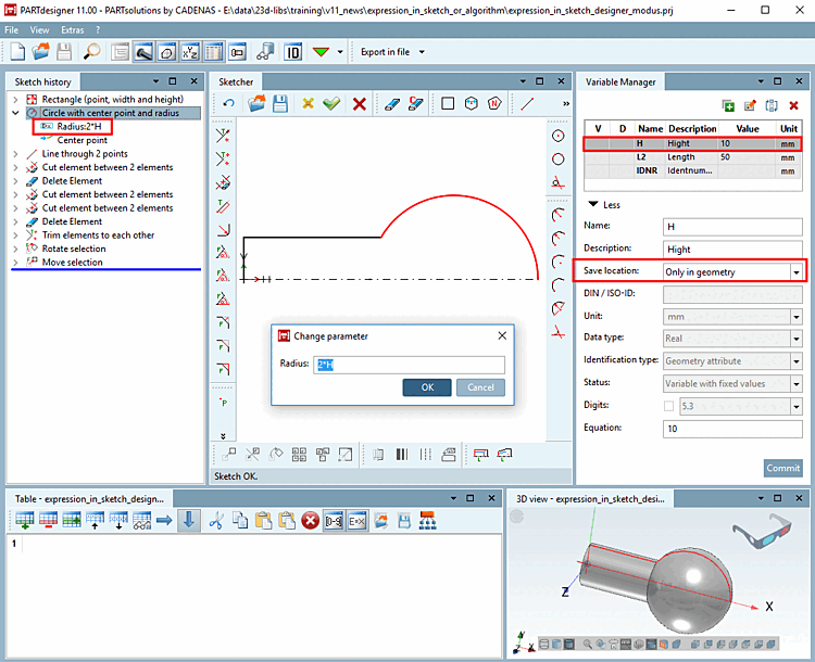 Fonction mathématique dans l'esquisse
