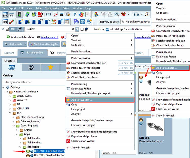 "Ajouter aux favoris [Add to favorites]" par exemple sous "Catalogues [Catalogs]" ou "Symboles [Symbols]