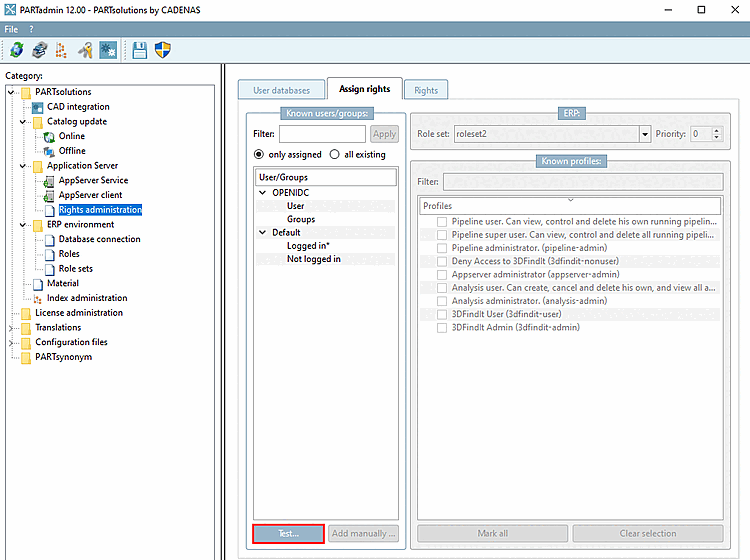 Page d'onglet "Attribution de droits [Assign rights]
