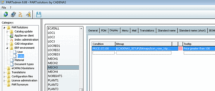 PARTadmin - Bitmaps d'état pour la table [Status indicating bitmaps for table view]