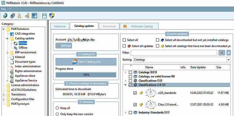 PARTadmin > Catégorie [Category] "Mise à jour du catalogue [Catalog update]" > En ligne