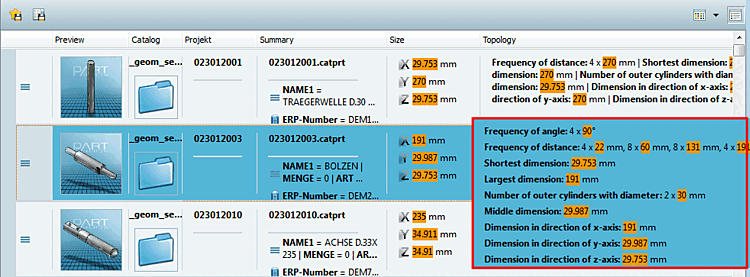 La recherche de topologie avec "paramètre quelconque [Any parameter]" donne de nombreuses valeurs. Pour voir toutes les valeurs, cliquez dans la cellule.