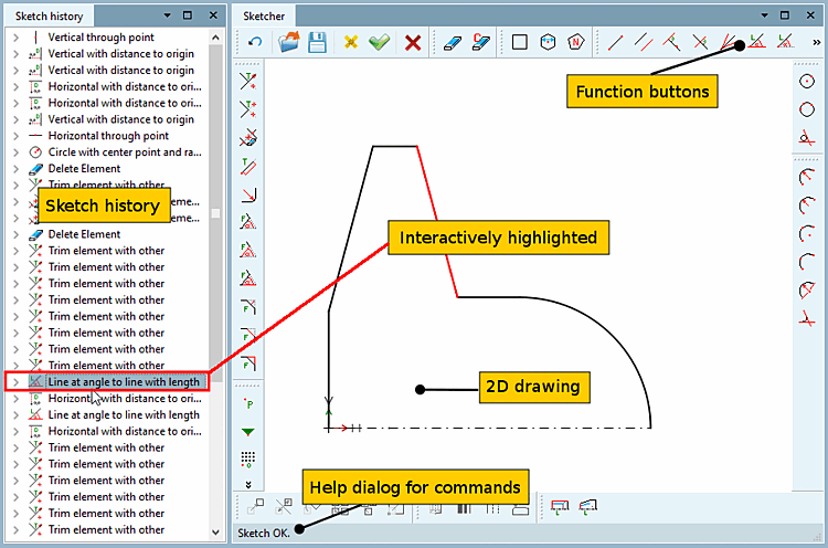 Interface utilisateur de Sketcher
