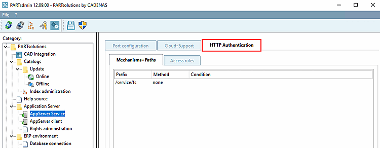 Page d'onglet "Authentification HTTP [HTTP Authentication]