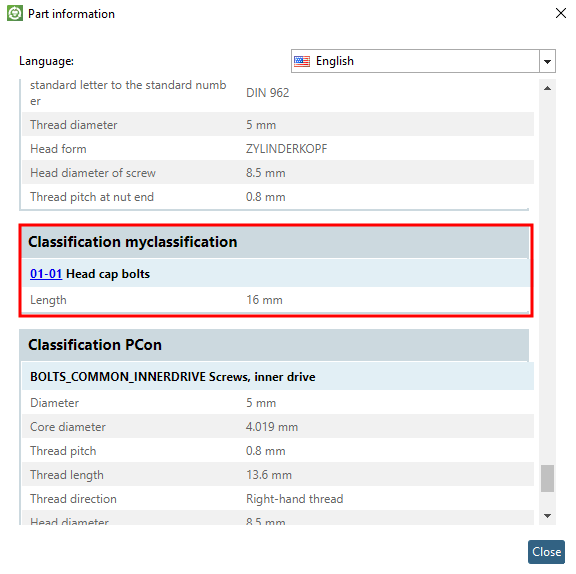 PARTdataManager - Informations sur les pièces