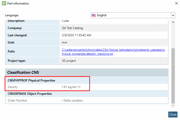 Informations sur les pièces [Part information]