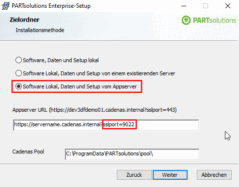 Exemple : logiciel local, données et configuration à partir de l'Appserver (en d'autres termes, le RemoteFileSystem est utilisé)