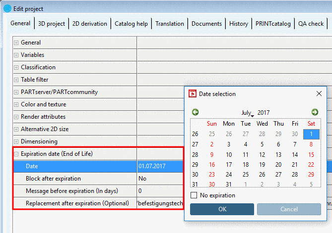 PARTproject: Expiration date