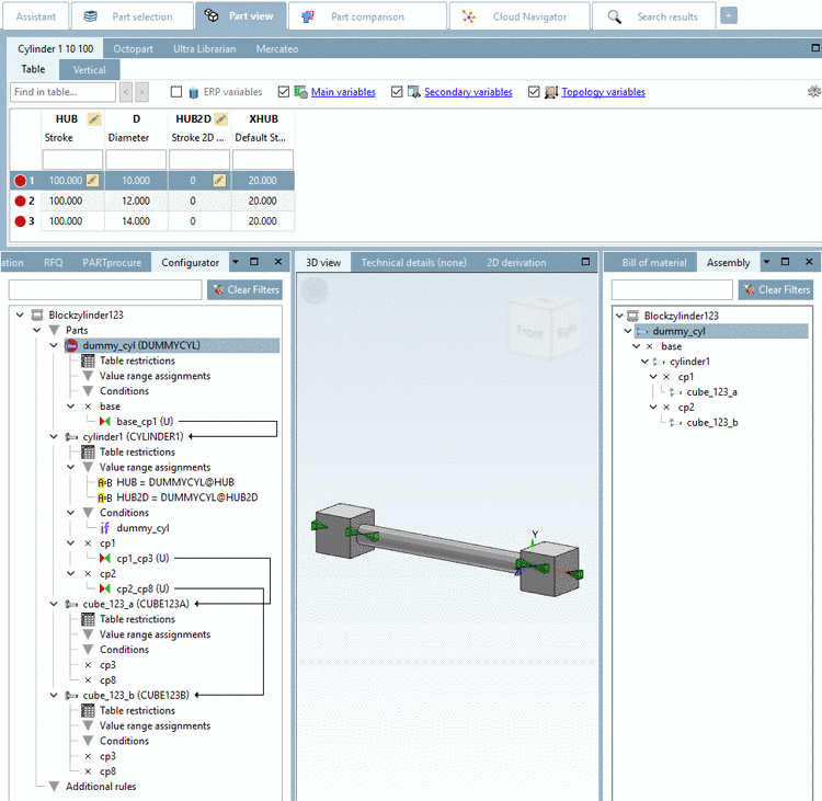 Block cylinder configuration