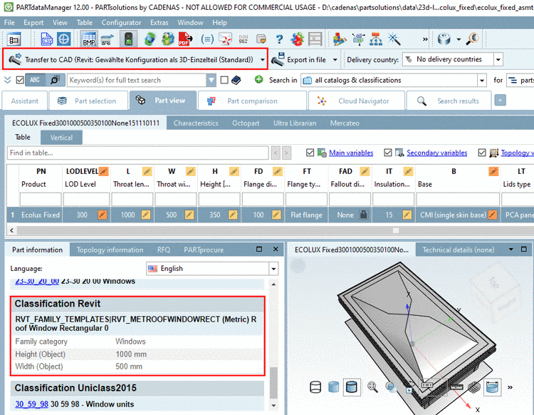 Export from PARTdataManager