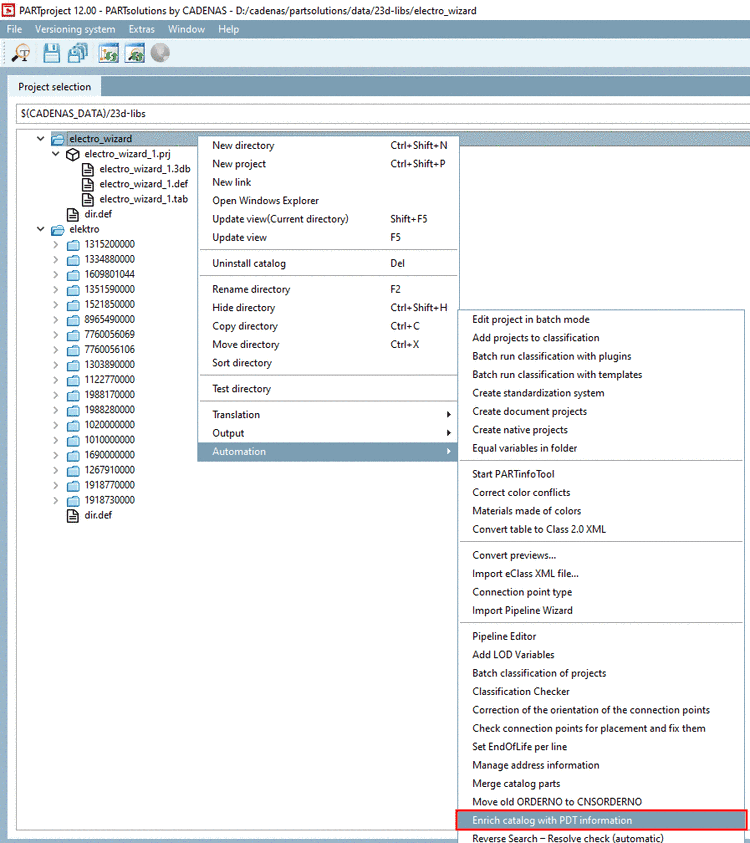 Automation -> Enrich catalog with PDT information