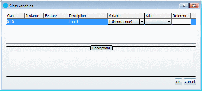 Dialog box: Class variables Class variables