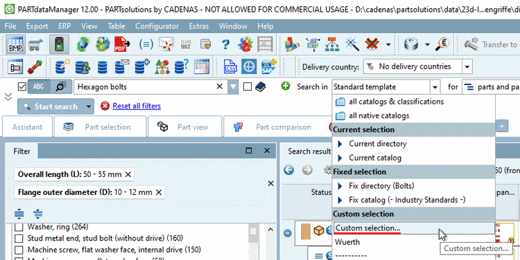 Full-text search with benutzerdefinierter Vorlage