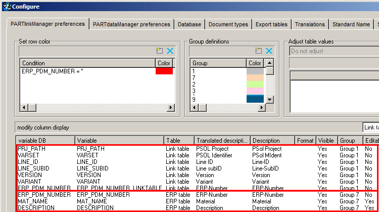 Link table / ERP table