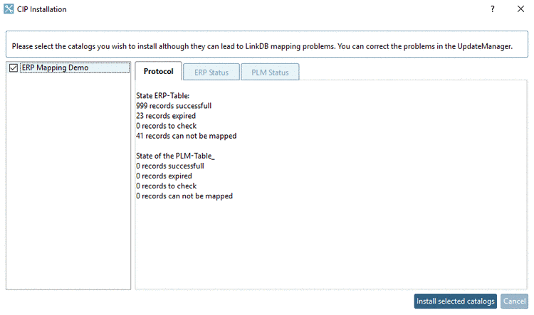 Dialog box "CIP Installation" -> tabbed page "Protocol"