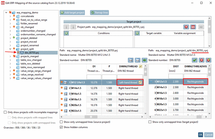 Wrong target project