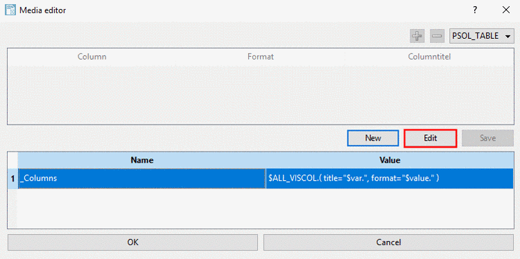 Example using "PSOL_TABLE" selection