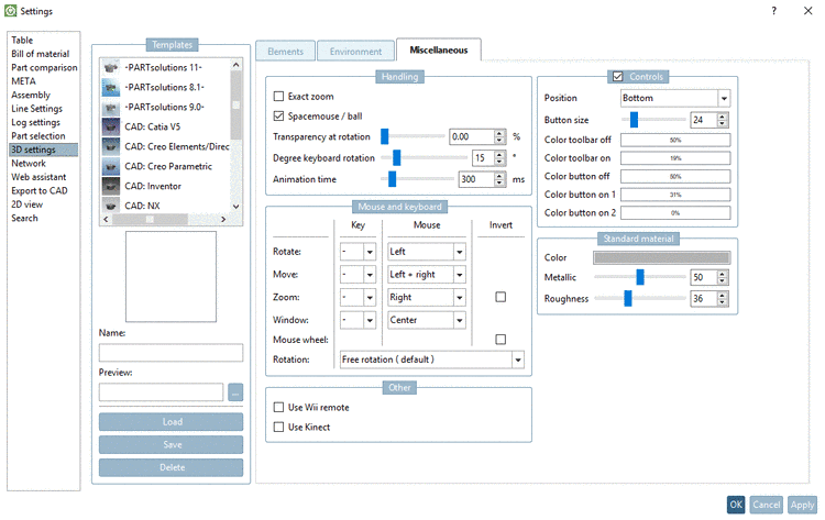 "Miscellaneous" tabbed page