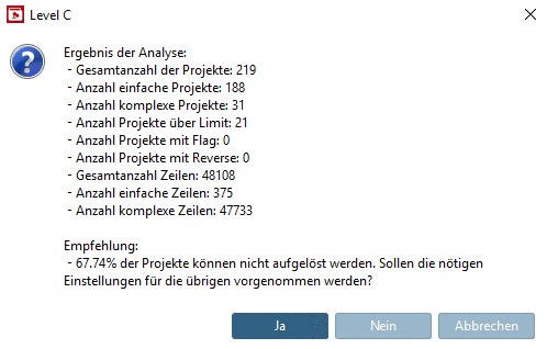 Exemplary result after processed resolve check