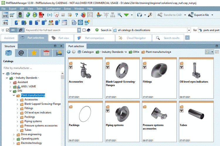 PARTdataManager (Part selection) with directory structure