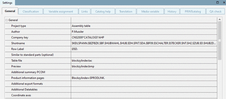 Example: Display when selecting a project